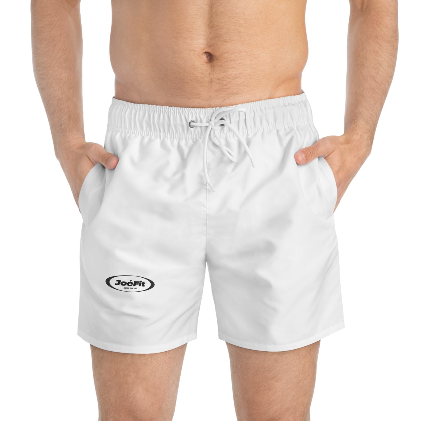 Classic White Swim Trunks for Beach & Pool Days